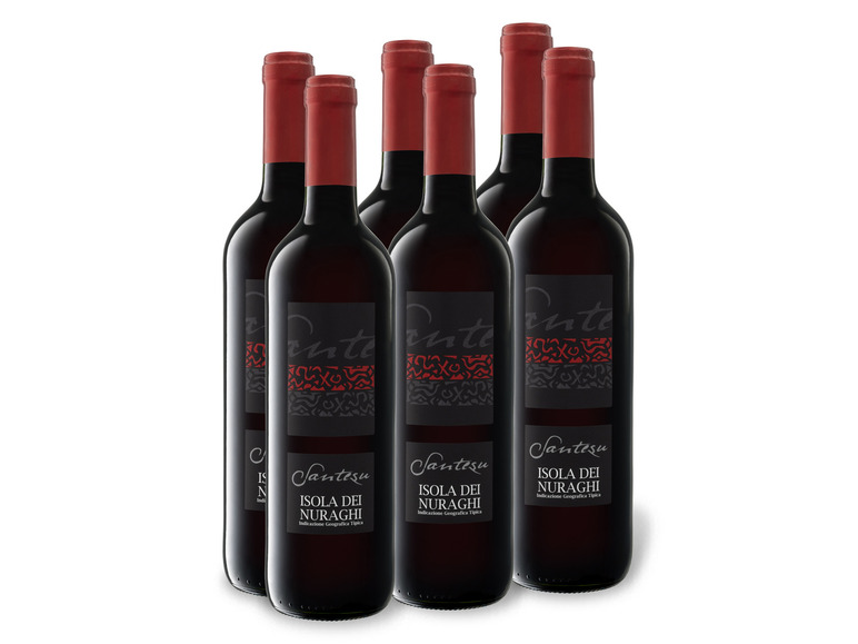 Gehe zu Vollbildansicht: 6 x 0,75-l-Flasche Weinpaket Santesu Isola dei Nuraghi Rosso IGT trocken, Rotwein - Bild 1