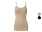 Ein beiger, nahtloser Tanktop mit integriertem BH.