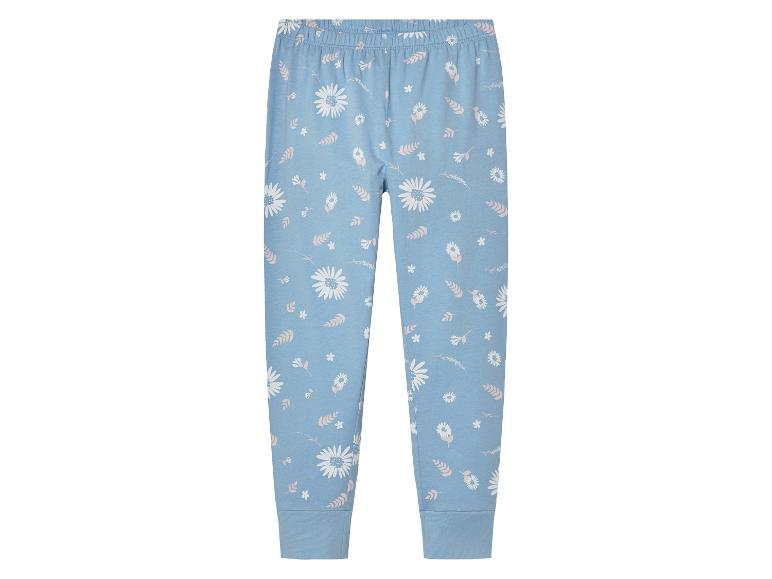 Hellblaue Leggings mit Blumenmuster.