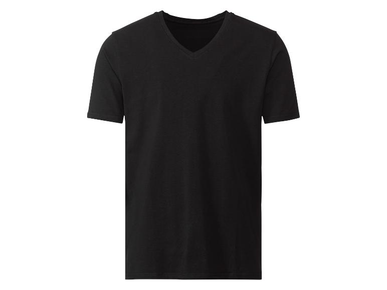 Schwarzes Kurzarm-T-Shirt mit V-Ausschnitt