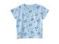 Blaues Baby-T-Shirt mit Hai- und Fischmuster.