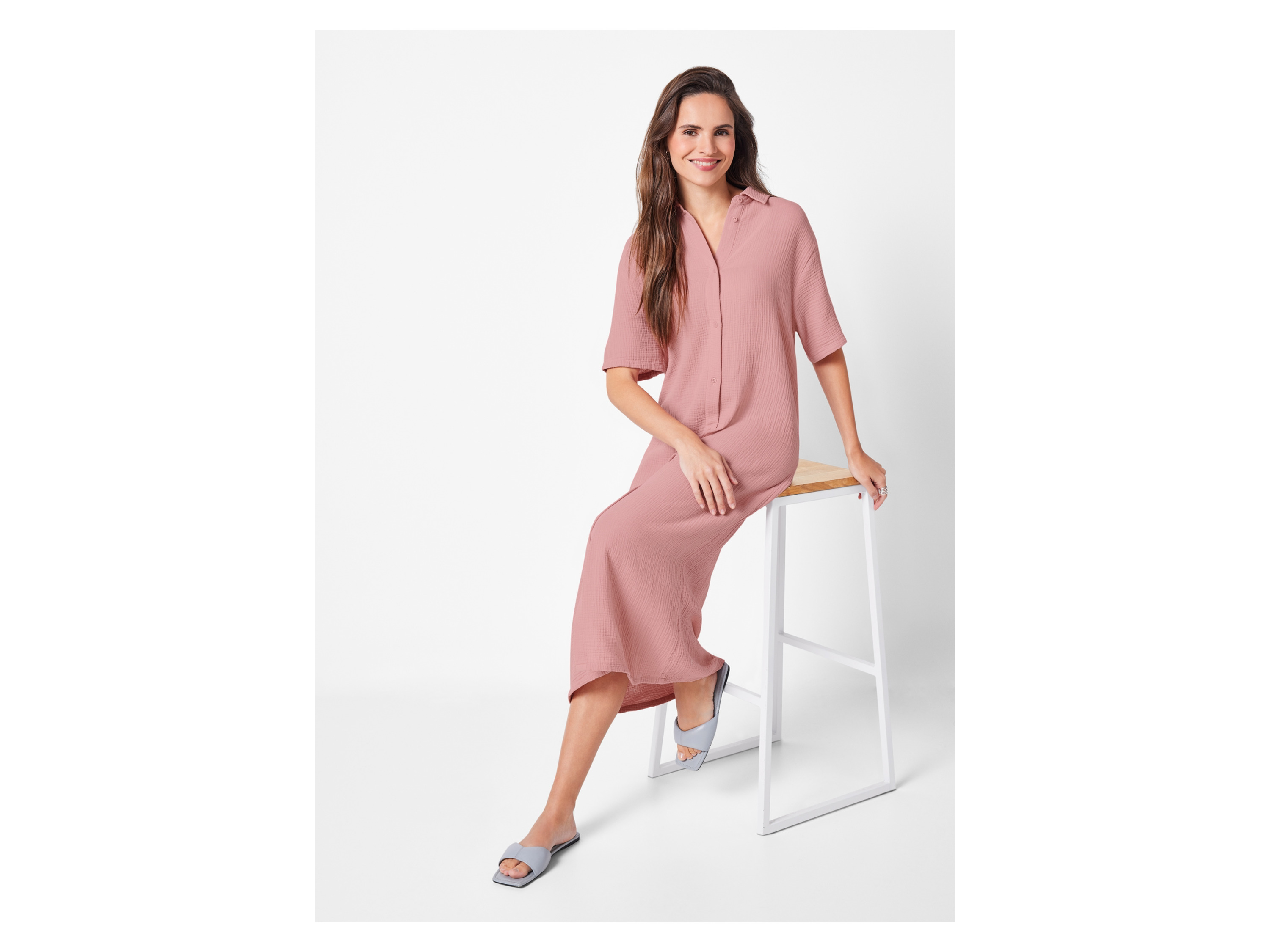 ESMARA® Damen Kleid Musselin (Rosa, XS(32/34)) – Bild 2 von 4
