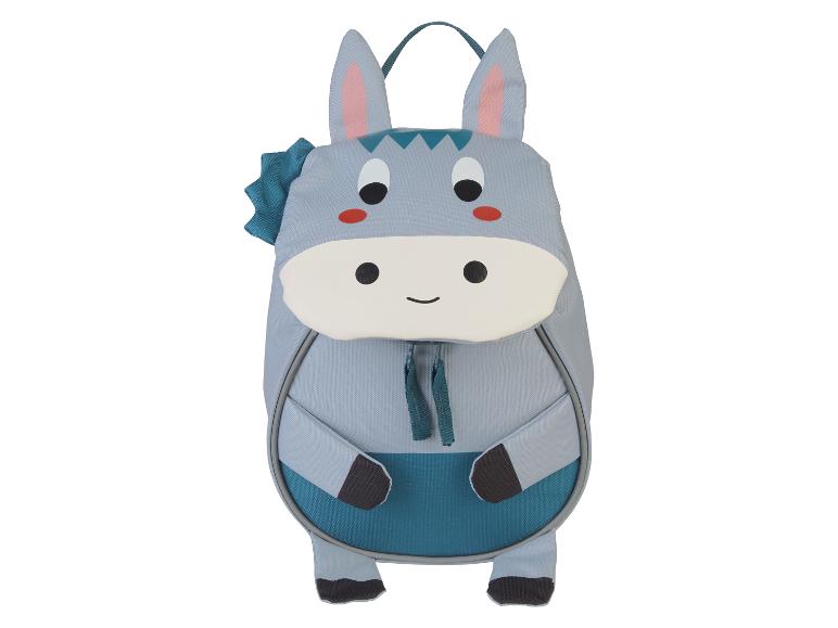 Kinderrucksack in Eselform, blau und türkis.