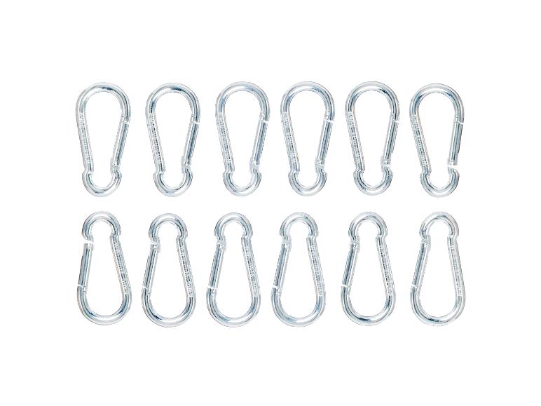 Zwölf silberne Karabinerhaken