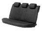 Ein schwarzer Autositzbezug mit drei Kopfstützen auf weißem Hintergrund.