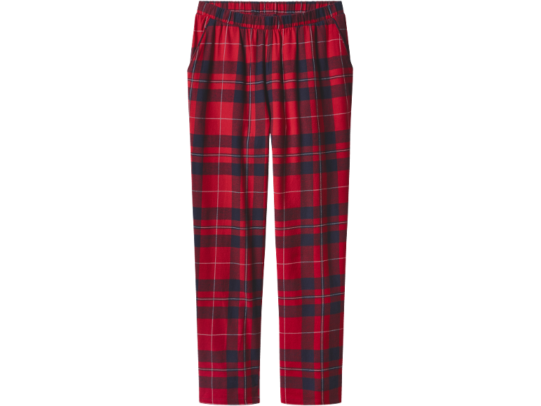 Rote karierte Hose mit elastischem Bund.