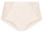 Hautfarbener High-Waist-Slip mit Spitzeneinsätzen an den Seiten.