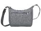 Graue Esmara Umhängetasche mit Metallreißverschlüssen und verstellbarem Riemen.