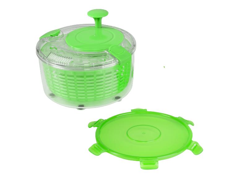 Grüne und transparente Salatschleuder mit separatem Deckel