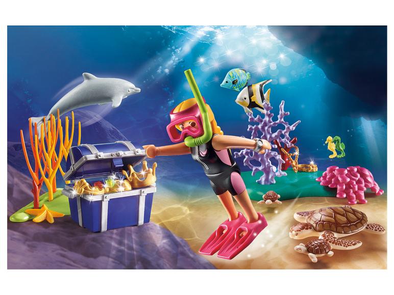 Playmobil Tauchset mit Taucher, Delfin, Schatz und Meeresschildkröten.