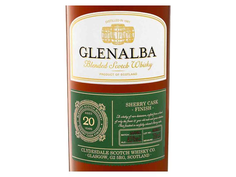 Eine Flasche 20 Jahre alter Blended Scotch Whisky mit Sherryfass-Finish.