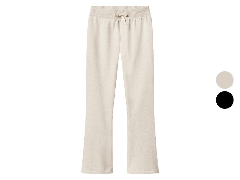 Beige Damen-Jogginghose mit geradem Bein und Kordelzug in der Taille.