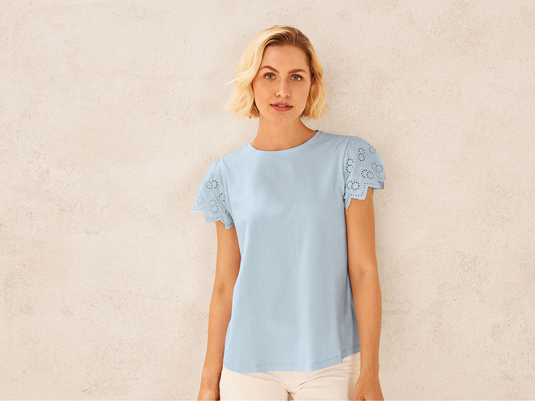 Gehe zu Vollbildansicht: esmara® Damen T-Shirt mit Spitze, aus reiner Baumwolle - Bild 3