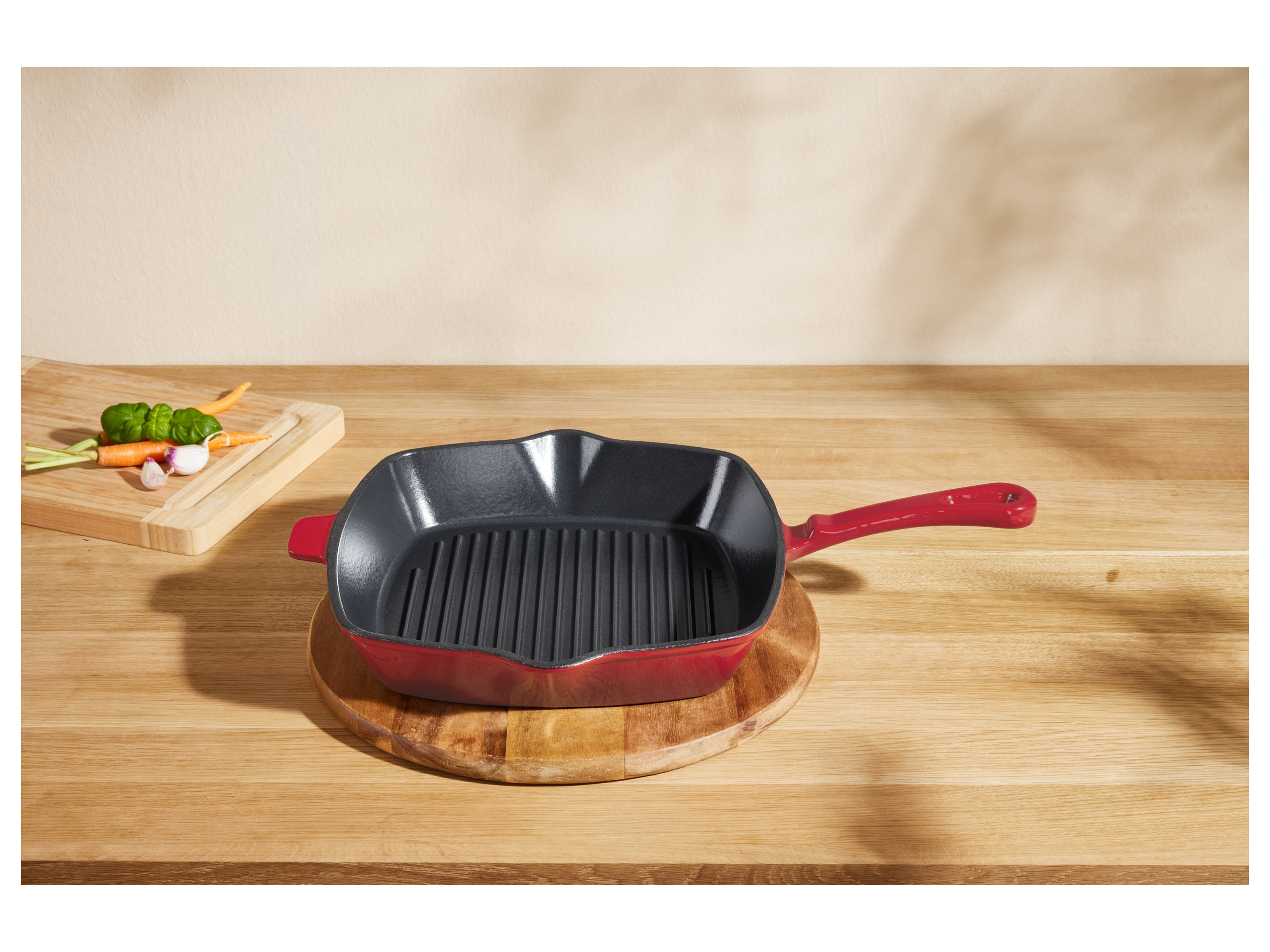 Thumbnail - SILVERCREST® Premium-Gusseisengrillpfanne 24 cm, für alle Herdarten  (Rot)