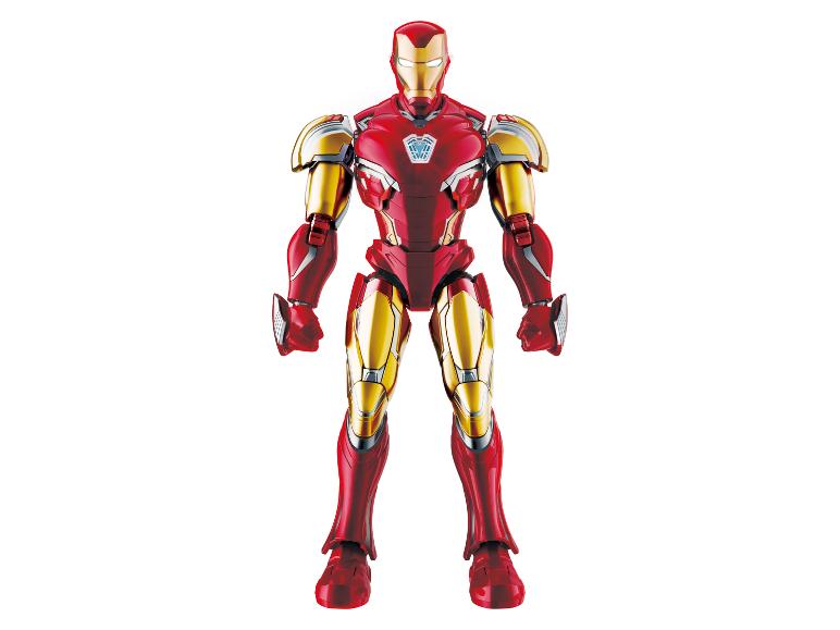 Rot-goldene Actionfigur eines gepanzerten Helden.