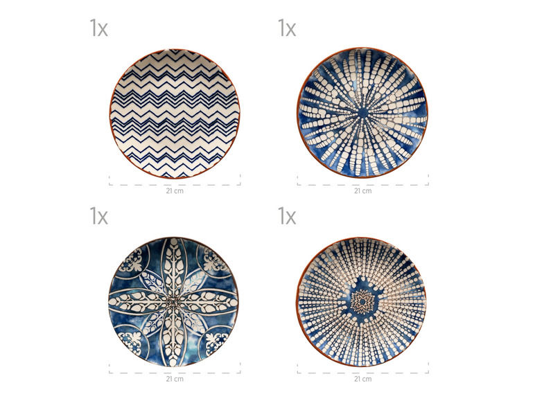 MÄSER Teller-Set »Iberico Blue«, 12-teilig, 4 Designs | Tafelservice