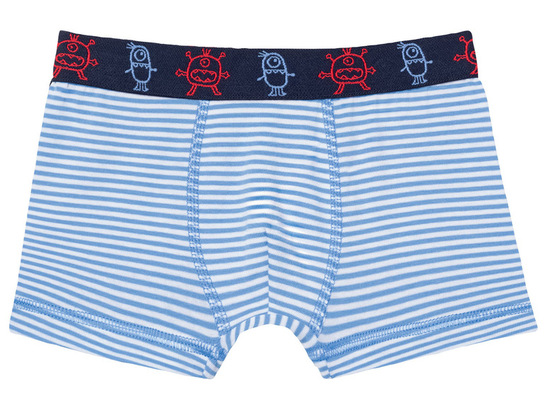 Blaue, gestreifte Boxershorts mit Monster-Motiv