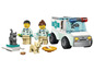 Lego-Figuren, ein Tier-Krankenwagen und Tiere