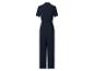 Dunkelblauer Kurzarm-Jumpsuit mit elastischem Bund, Rückansicht.