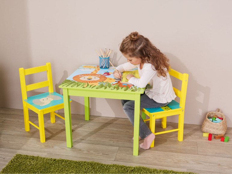 Gehe zu Vollbildansicht: LIVARNO home Kindertisch mit 2 Stühlen, mit Safari-Motiven - Bild 2