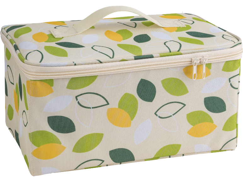 Kühltasche mit Blattmuster in grünen, gelben und weißen Farbtönen