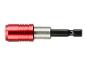 Roter magnetischer Bithalter mit schwarzem Bit, auf weißem Hintergrund.