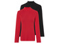 Zwei Langarmshirts, eines rot und eines schwarz, mit hohem Kragen.