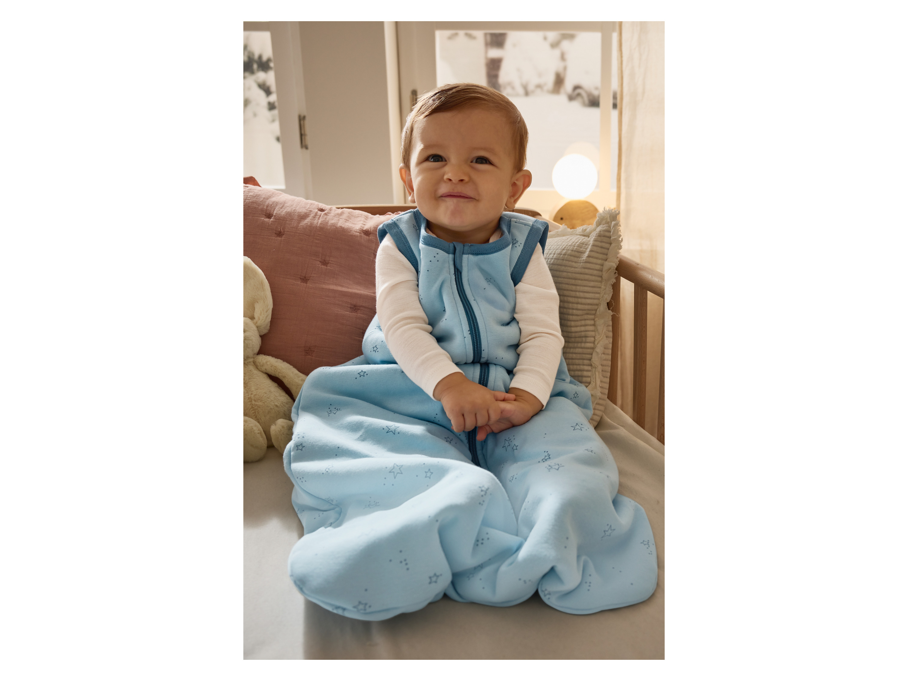 Thumbnail - lupilu® Baby Body langarm Wolle/Seide (Beige, 62/68)