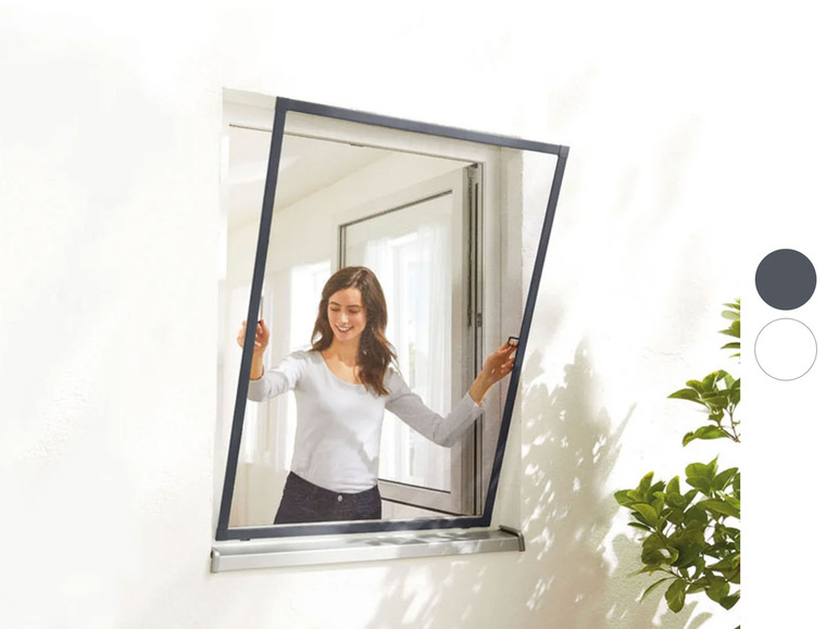 Gehe zu Vollbildansicht: LIVARNO home Fenster-Insektenschutz, 100 x 120 cm, Alu-Rahmen - Bild 1