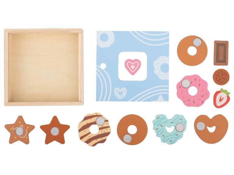Holzspielset mit Bäckerei-Thema und Aufbewahrungsbox.