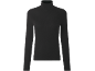 Schwarzes geripptes Langarm-Rollkragenshirt.