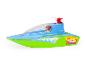 Blaues und grünes Spielzeugboot mit einer Figur und dem Schriftzug „Speed Wave“.