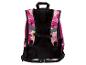 Schulrucksack mit rosa-beigem Blumenmuster, verstellbaren Trägern und gepolstertem Rückenpanel.