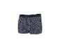 Herren-Strickboxershorts mit geometrischem Muster in Marineblau und Weiß.