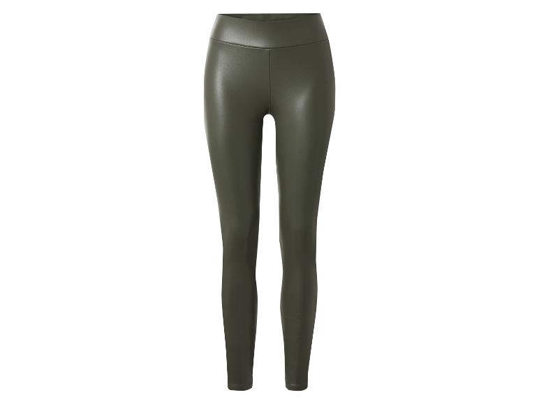 Dunkelgrüne Kunstleder-Leggings mit hoher Taille