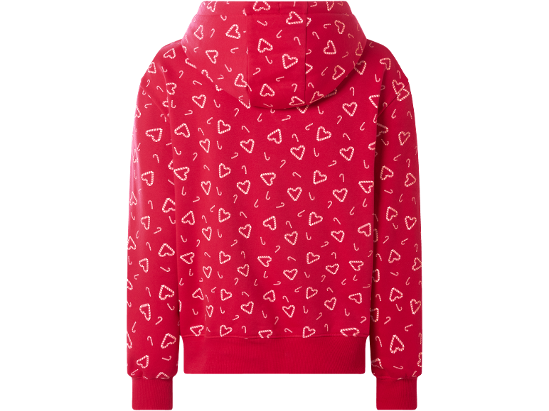 Roter Kinder-Hoodie mit Herz- und Zuckerstangenmuster, Rückansicht