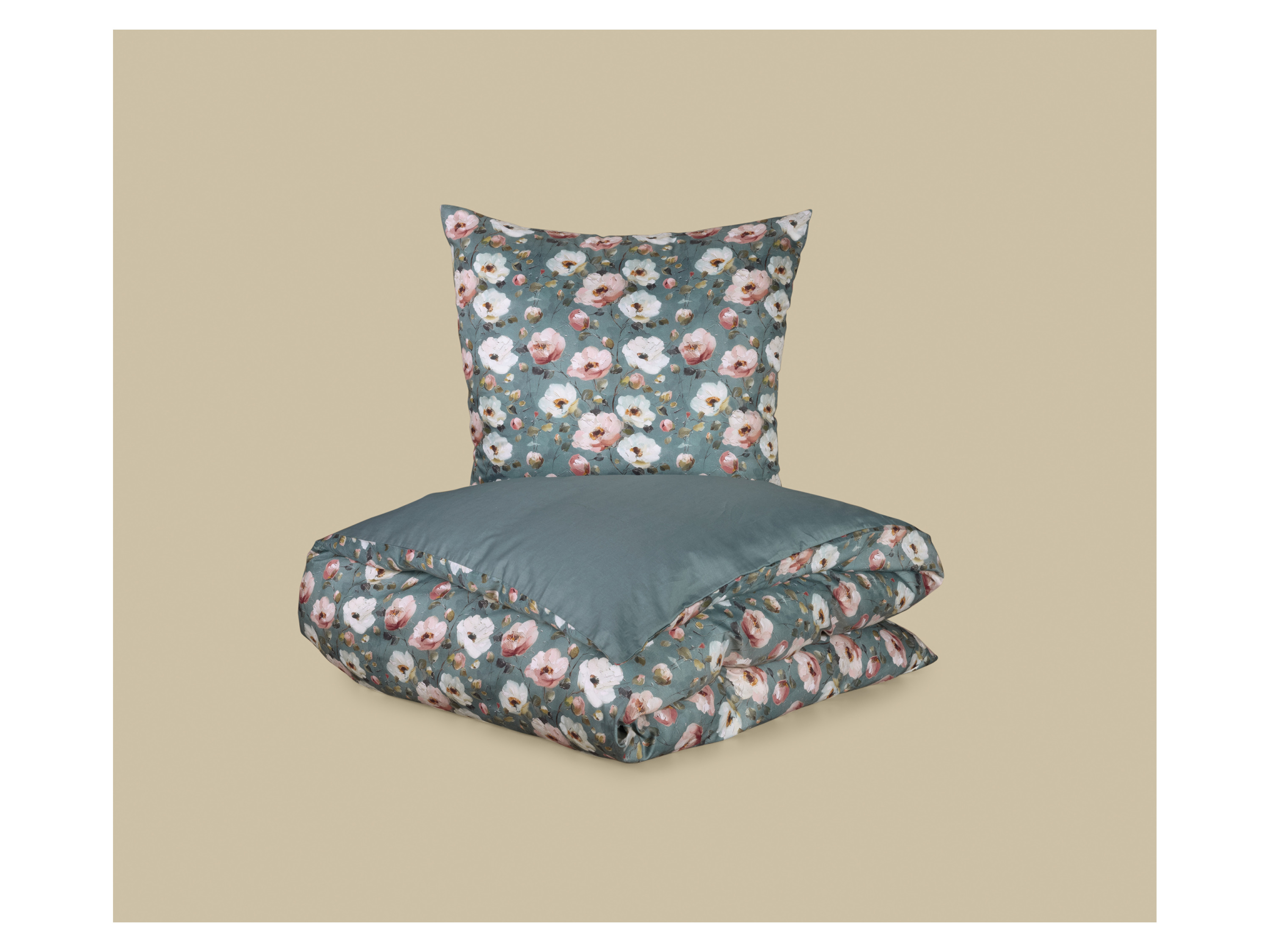 Thumbnail - LIVARNO® Bettwäsche Satin, 135 x 200 cm (Blumen/grün)""