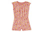 Ein rosa Jumpsuit mit kurzen Ärmeln mit Zitronenmuster.