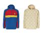 Zwei Windjacken, eine in blau, rot und gelb mit einem Lidl-Logo, die andere in beige mit einem Lidl-Muster.