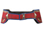 Ein rotes und blaues Wonder Woman Gürtel-Kostümzubehör.