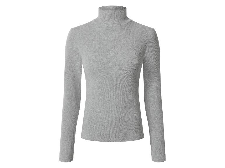 Graues geripptes Langarm-Rollkragentop