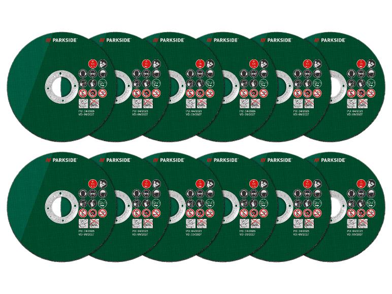 Parkside 125 mm Trennscheiben, mit Sicherheitshinweisen und Gültigkeitsdaten.