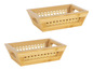 Zwei Holz Körbe mit geflochtenem Innenbereich.