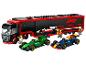 LEGO Speed Champions Set mit F1-Truck, zwei Rennwagen und Minifiguren.