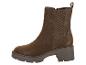 Brauner Wildleder-Stiefelette mit klobiger Plateausohle und elastischen Seitenpanels.