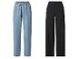 Blaue Jeans-Culottes und schwarze Culottes.