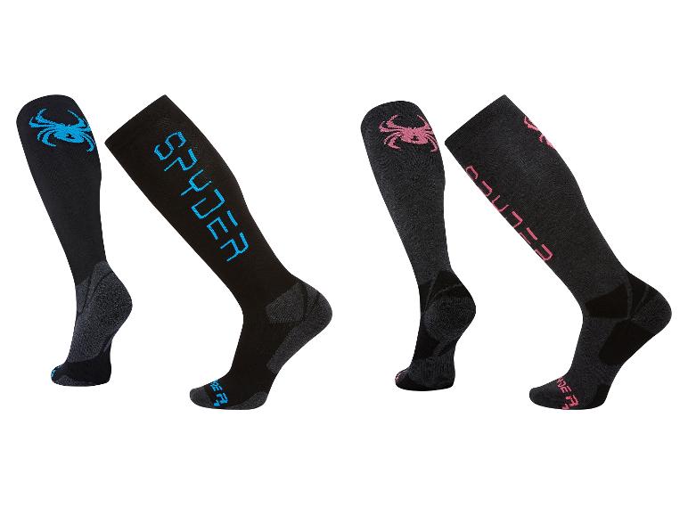 Schwarze Spyder Socken mit blauen und pinken Logos