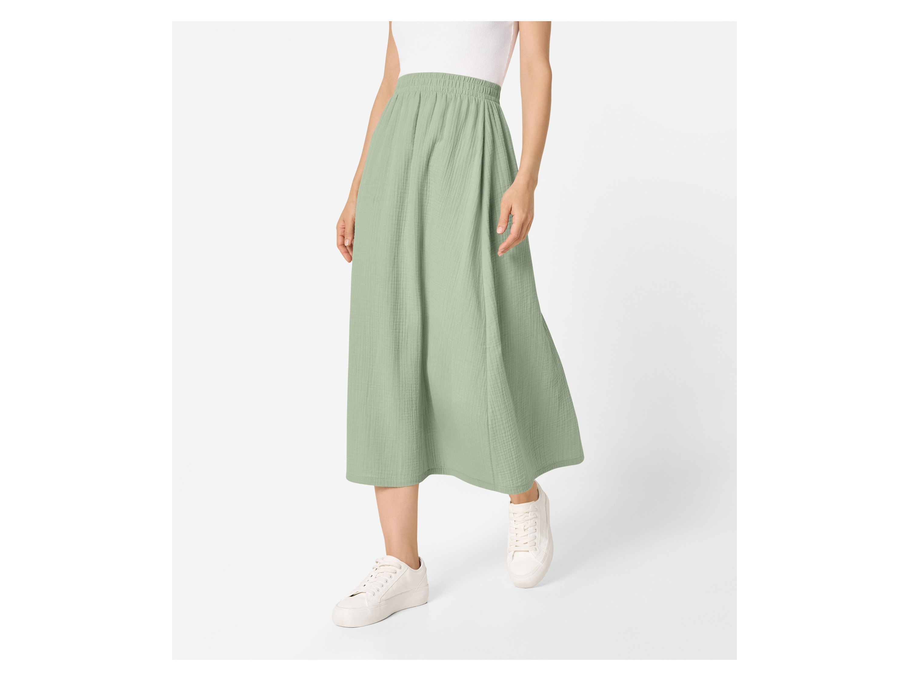 ESMARA® Damen Musselin-Midirock (Grün, XS(32/34)) – Bild 2 von 3