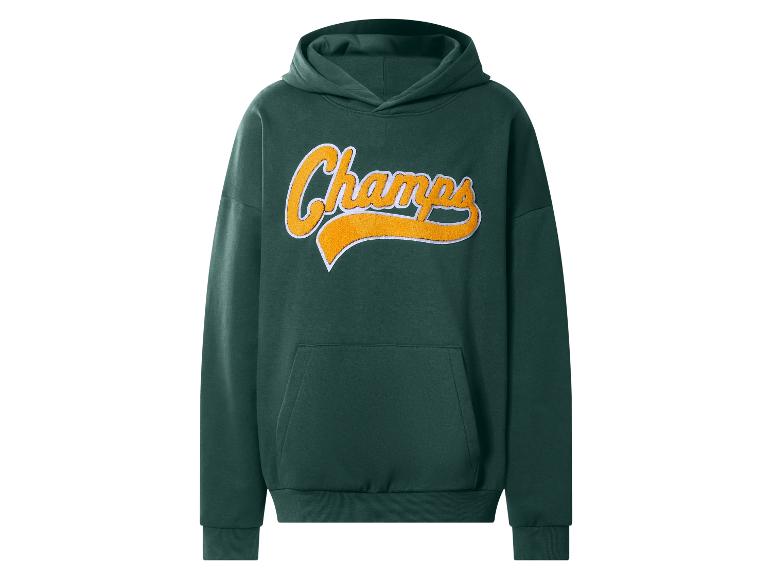 Dunkelgrüner Hoodie mit „Champs“-Schriftzug in Gelb und Weiß