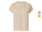 Beiges Kurzarm-T-Shirt mit Lochstickerei, mit Farboptionen.